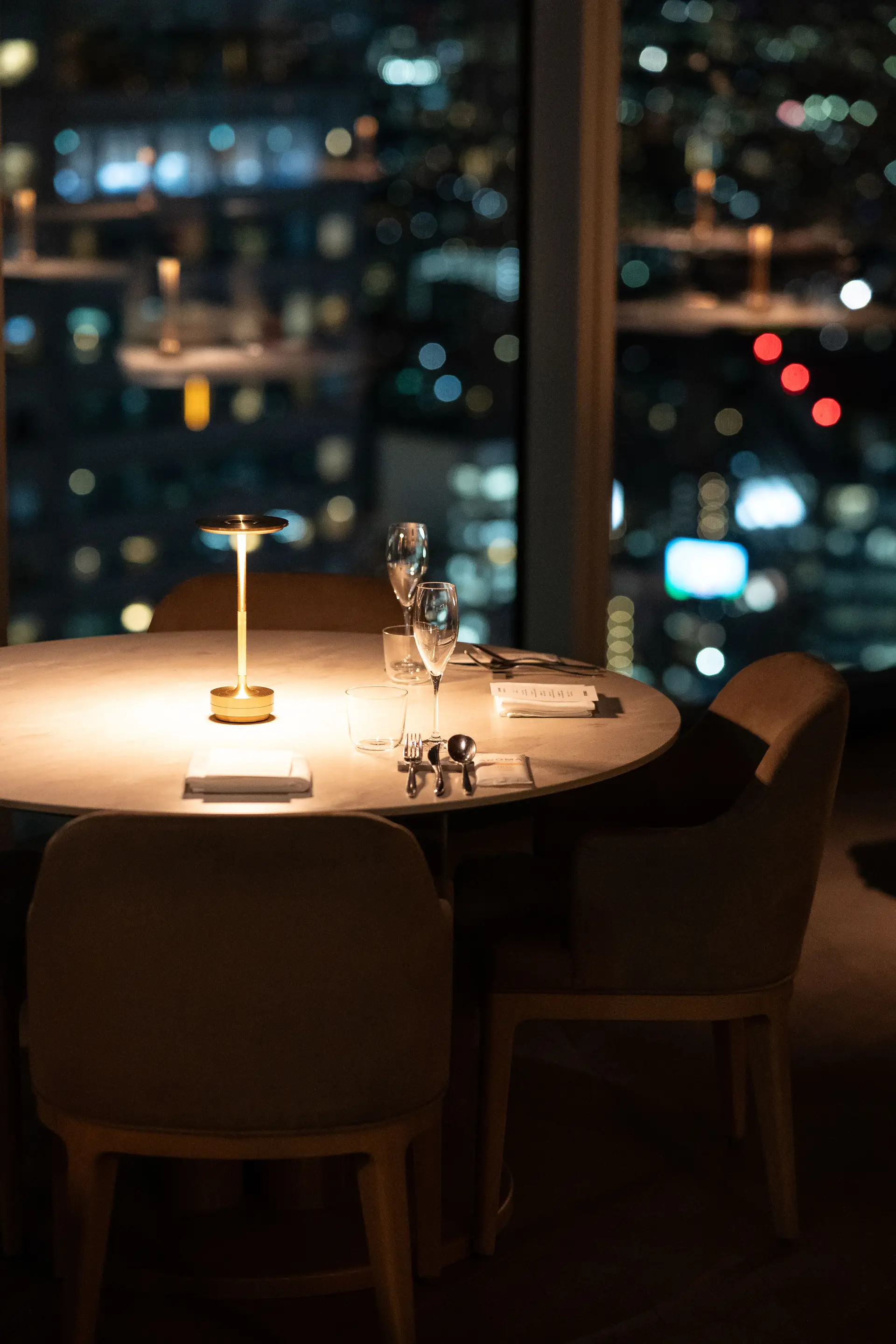 Melbourne city skyline view from Arvenigrandhotel dining area