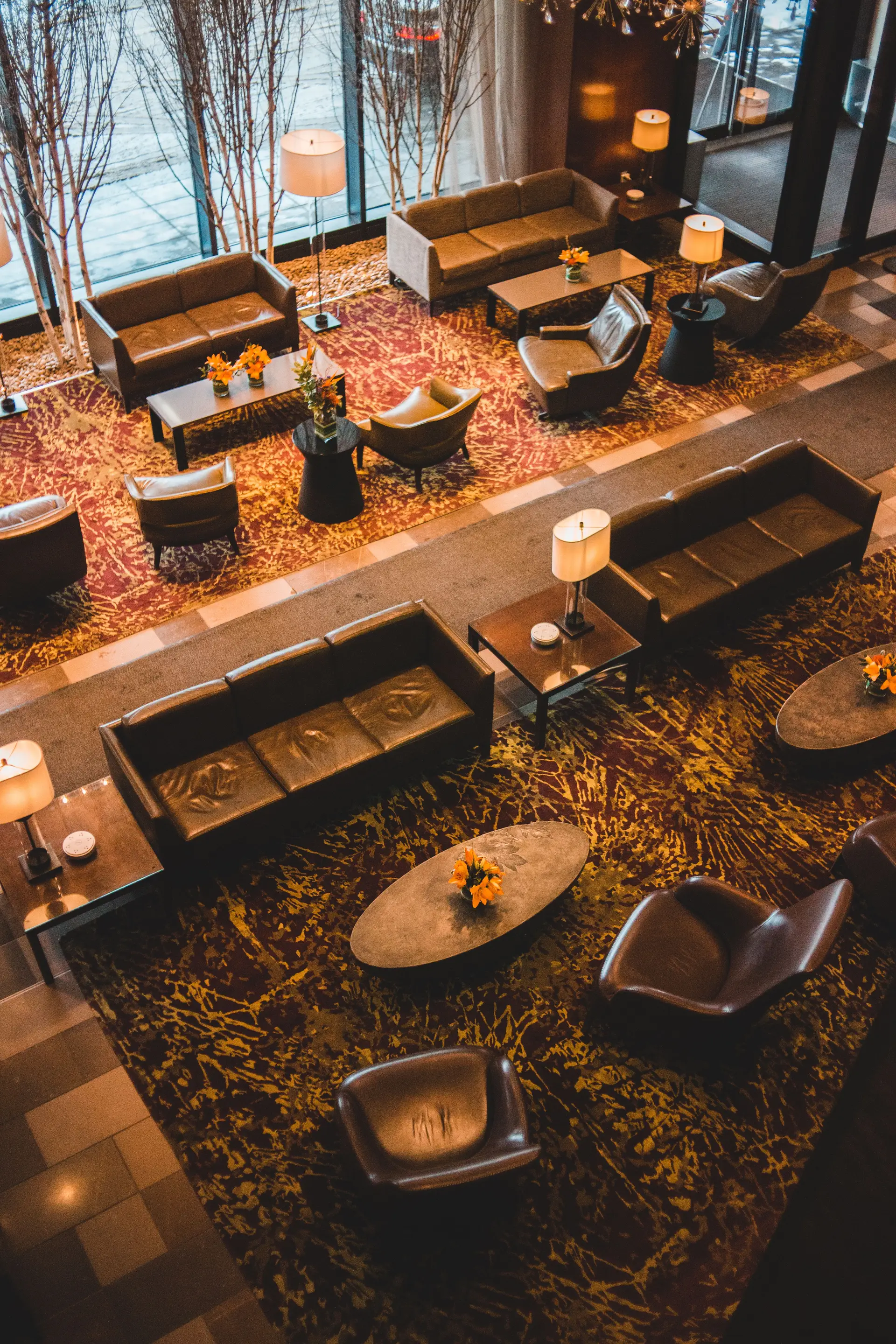 Sophisticated casino lounge seating area